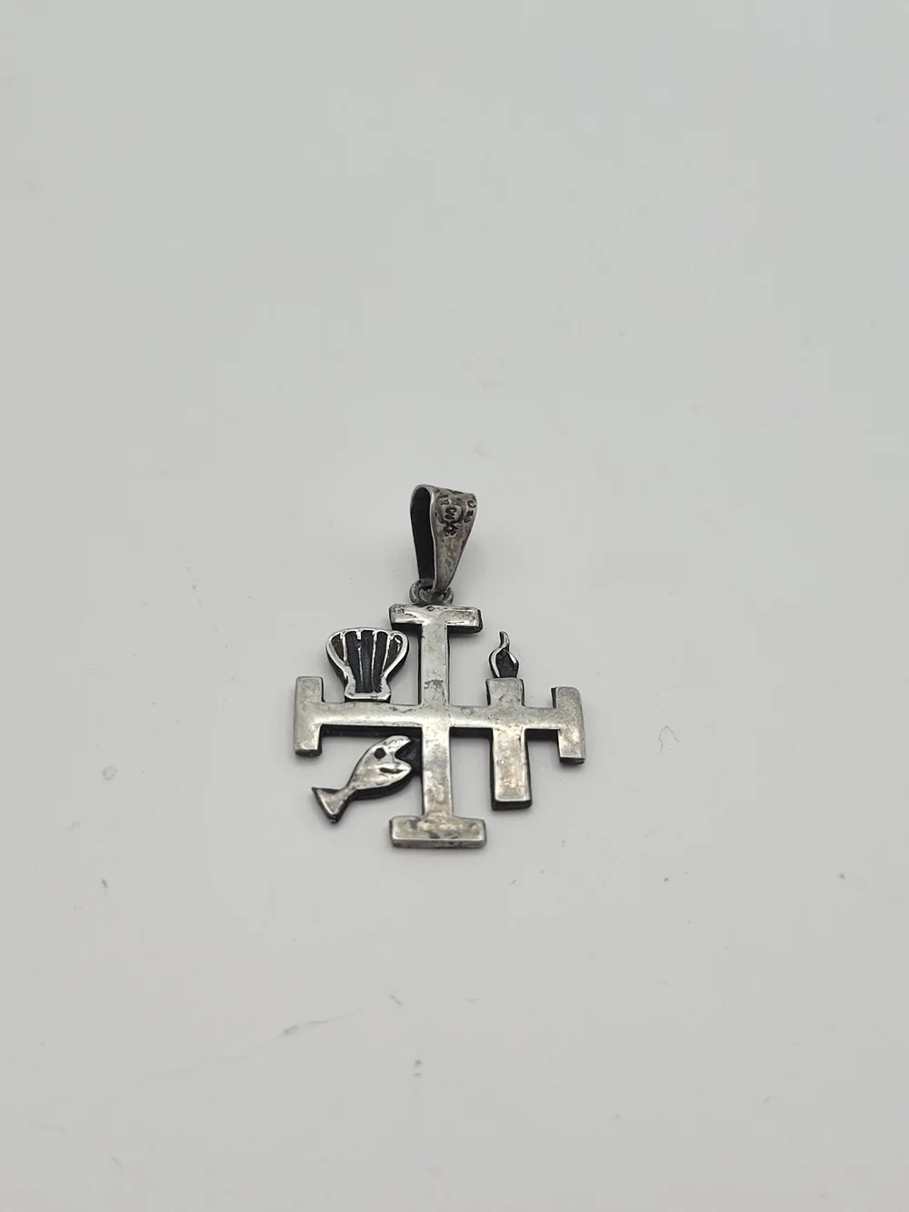 Sterling Silver Stunning Catholic Crucifi Holy Cross Pectoral Jerusalem Pendant